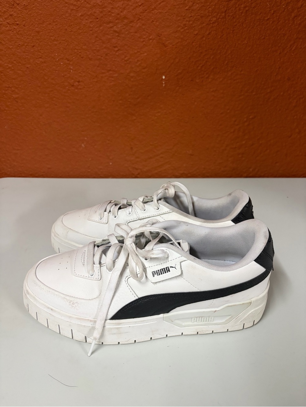 Puma White and Black Low-Top Sneakers